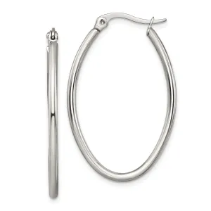 Stainless Steel Oval Hoop Earrings 34MM Diameter
