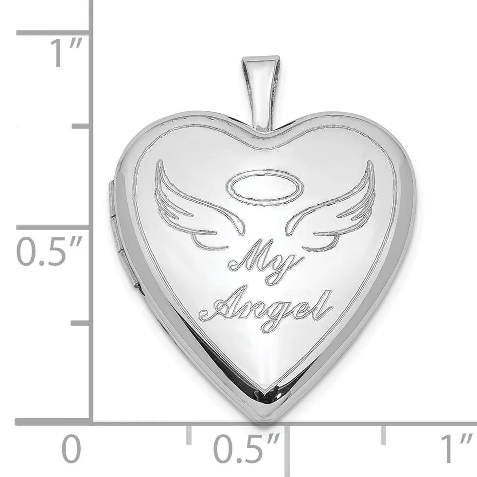 Sterling Silver 21mm Polished My Angel Heart Locket