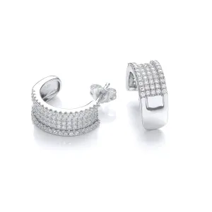 Sterling Silver 5 Row CZ Stud Earrings