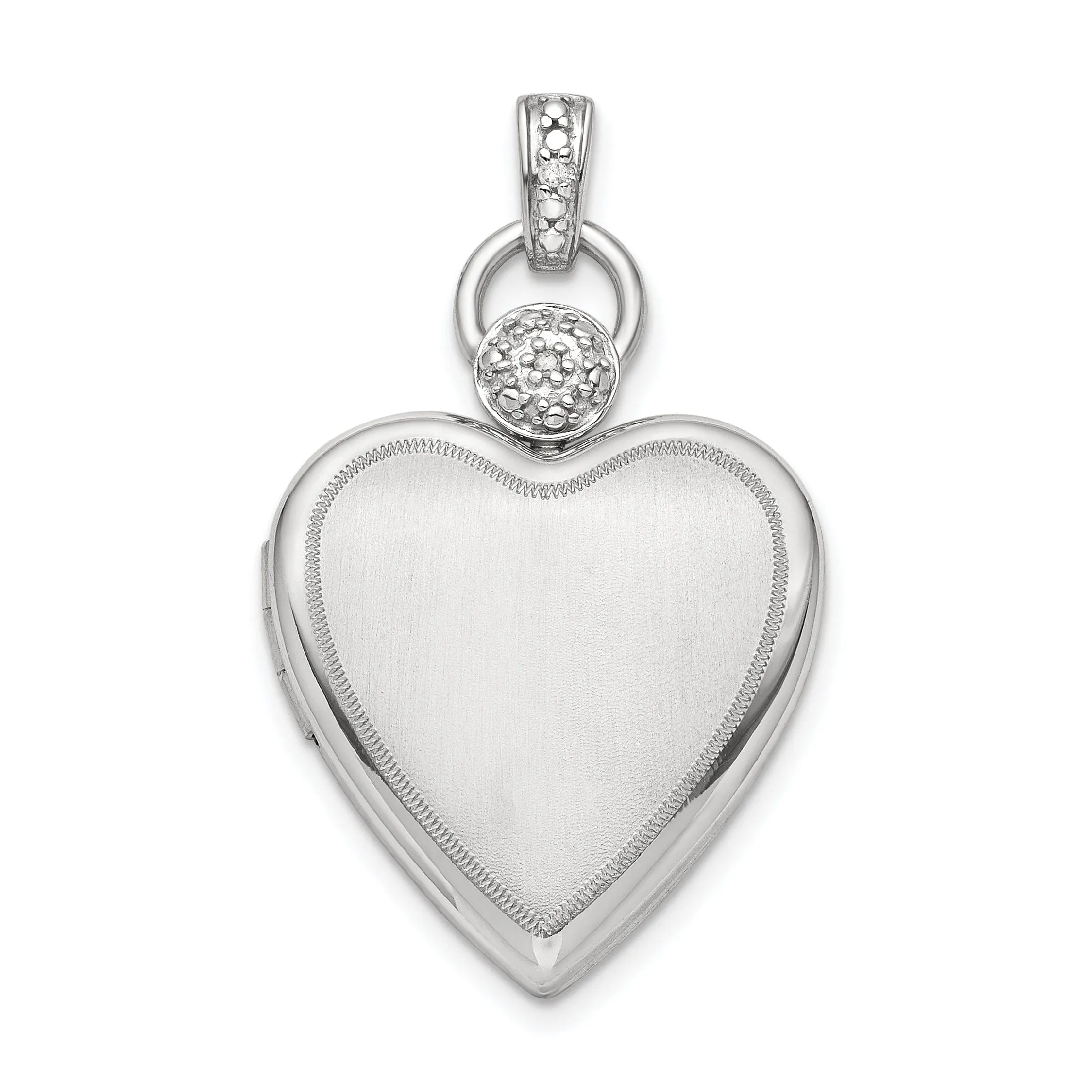 Sterling Silver Diamond Accented Satin Locket Pendant
