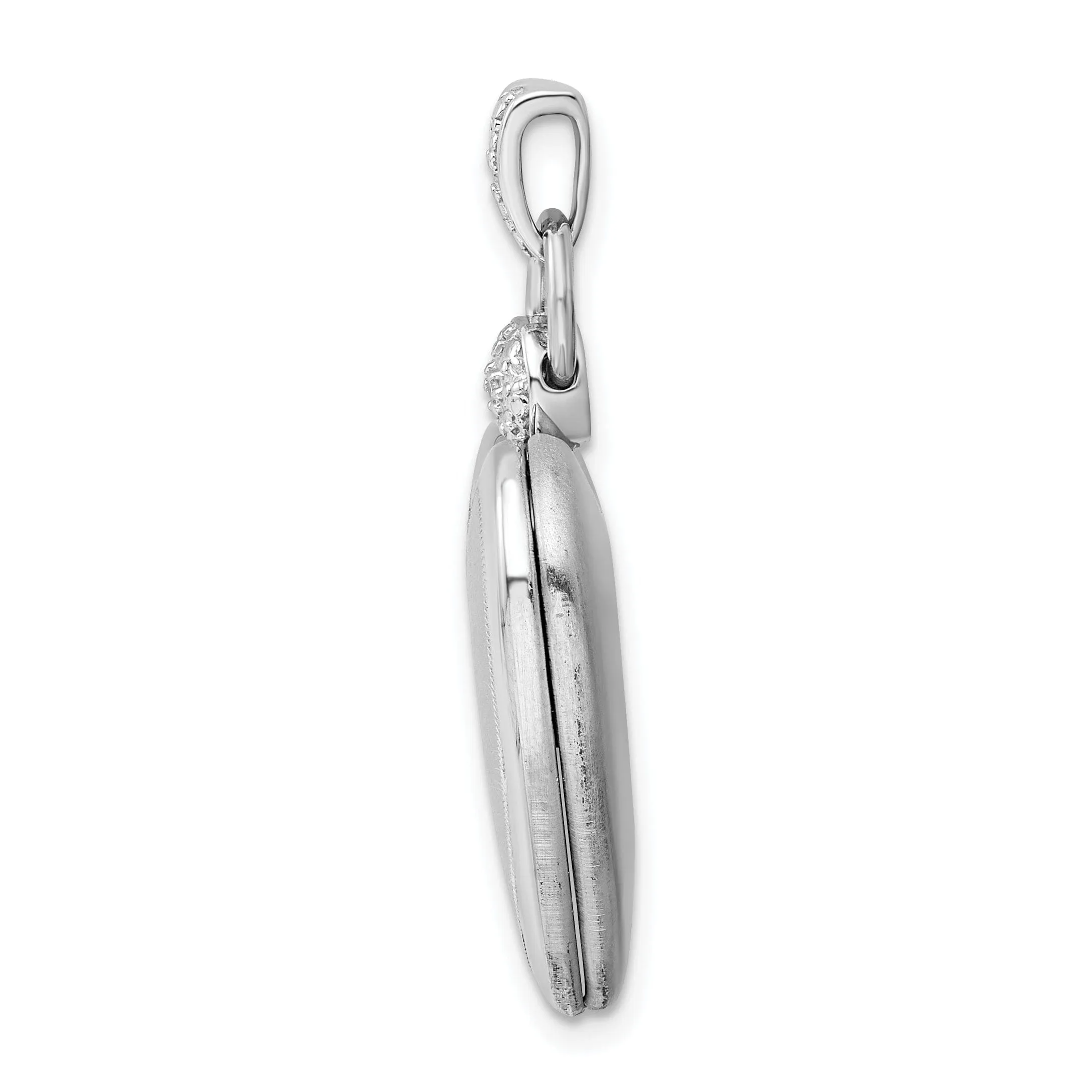 Sterling Silver Diamond Accented Satin Locket Pendant
