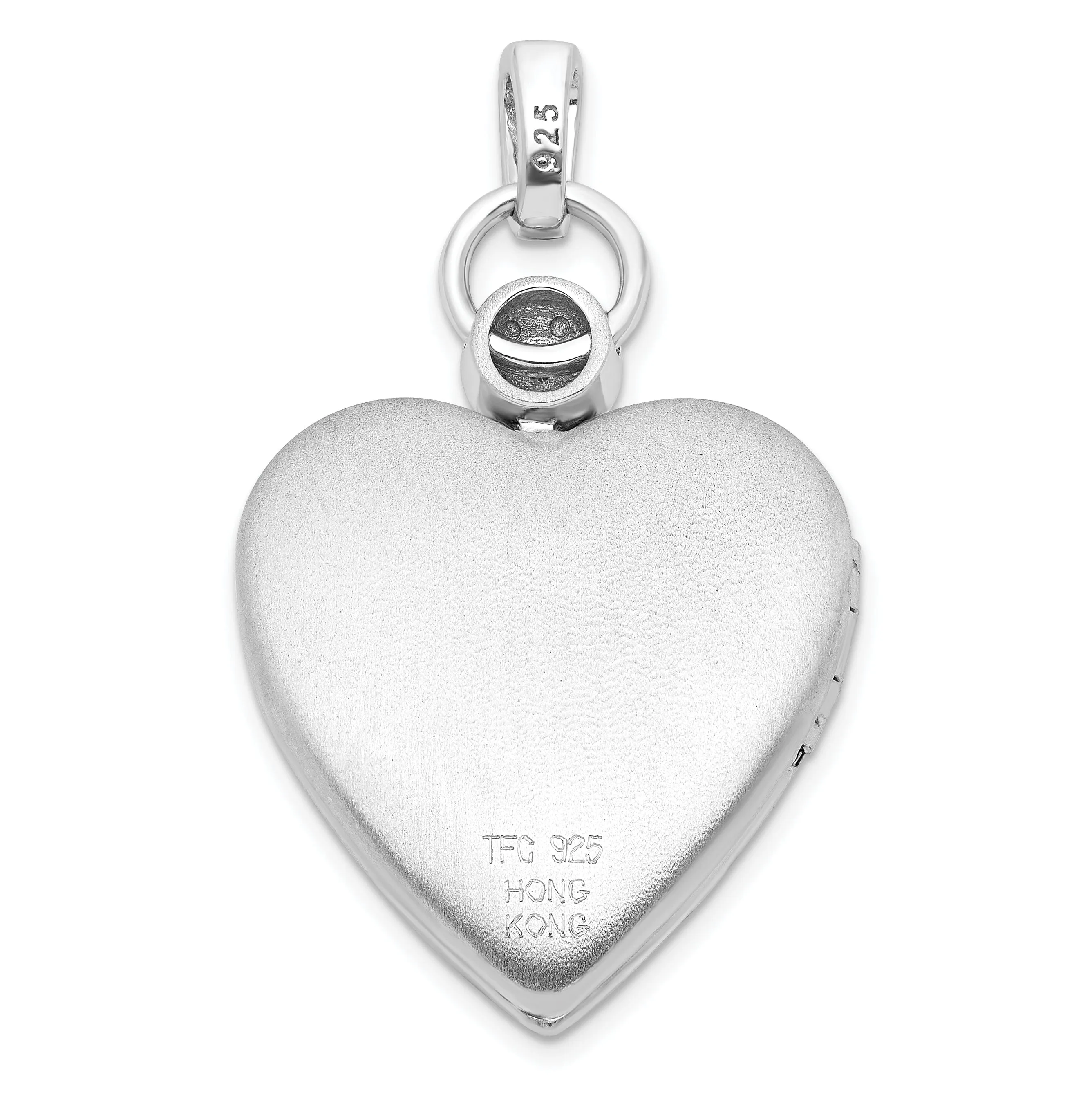 Sterling Silver Diamond Accented Satin Locket Pendant