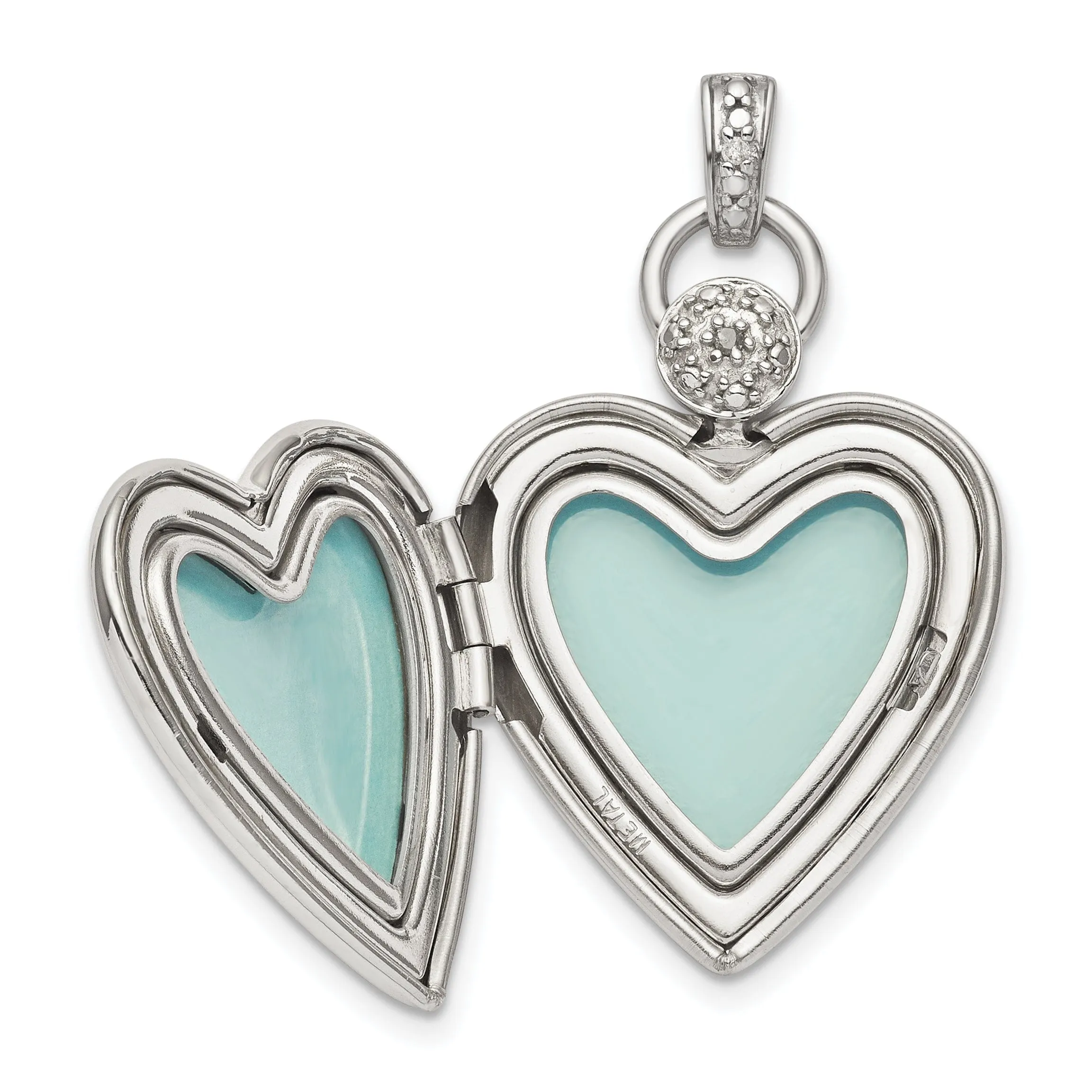 Sterling Silver Diamond Accented Satin Locket Pendant
