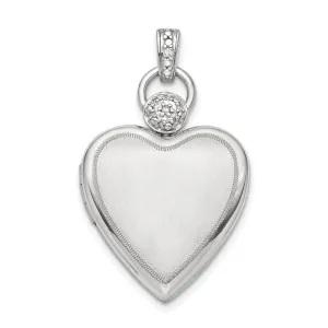 Sterling Silver Diamond Accented Satin Locket Pendant