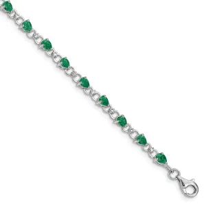 Sterling Silver Emerald Round Diamond Bracelet