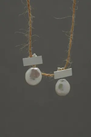 T Pearl Earrings - Silver