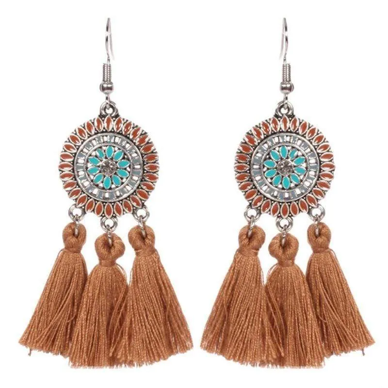 Tasseling Native Brown Tassel Earrings