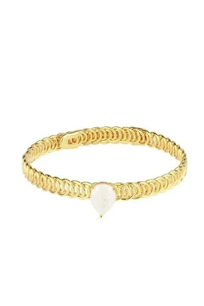 Teardrop Stone Bangle Bracelet
