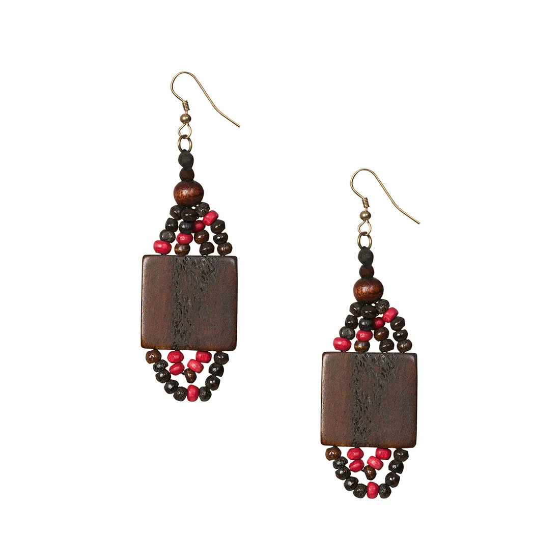 'Tribal Beaded Dhokra Women' Bohemian Earrings Handmade In Dhokra Art (Brass, Resin, 8.9 cm)