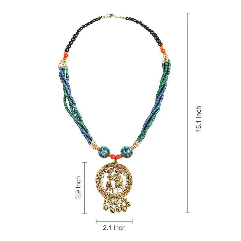 'Tribal Couple Strands' Bohemian Brass Necklace Handcrafted In Dhokra Art (Matinee)