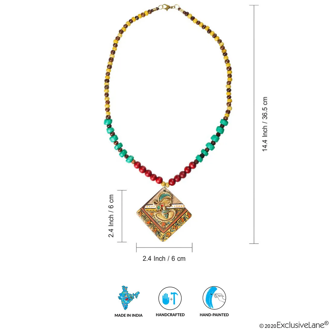 'Tribal Dhokra Squares' Bohemian Brass Necklace Handmade In Dhokra Art (Brass, Wood, Matinee)