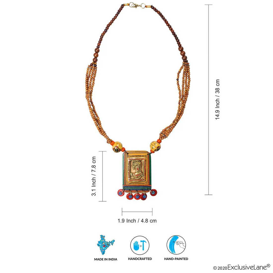 'Tribal Dhokra Woman' Bohemian Brass Necklace Handmade In Dhokra Art (Brass, Wood, Matinee)