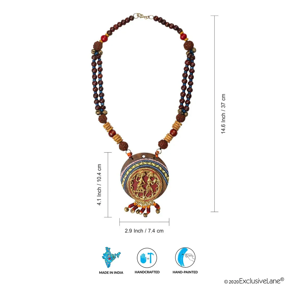 'Tribal Dhokra Women' Bohemian Brass Necklace Handmade In Dhokra Art (Brass, Wood, Matinee)