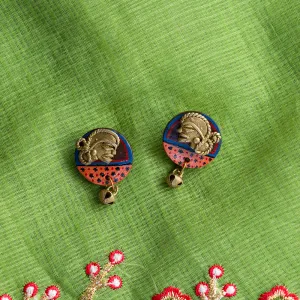 'Tribal Dhokra Women' Bohemian Earrings Handmade In Dhokra Art (Brass, Coconut Shell, 3.8 cm)