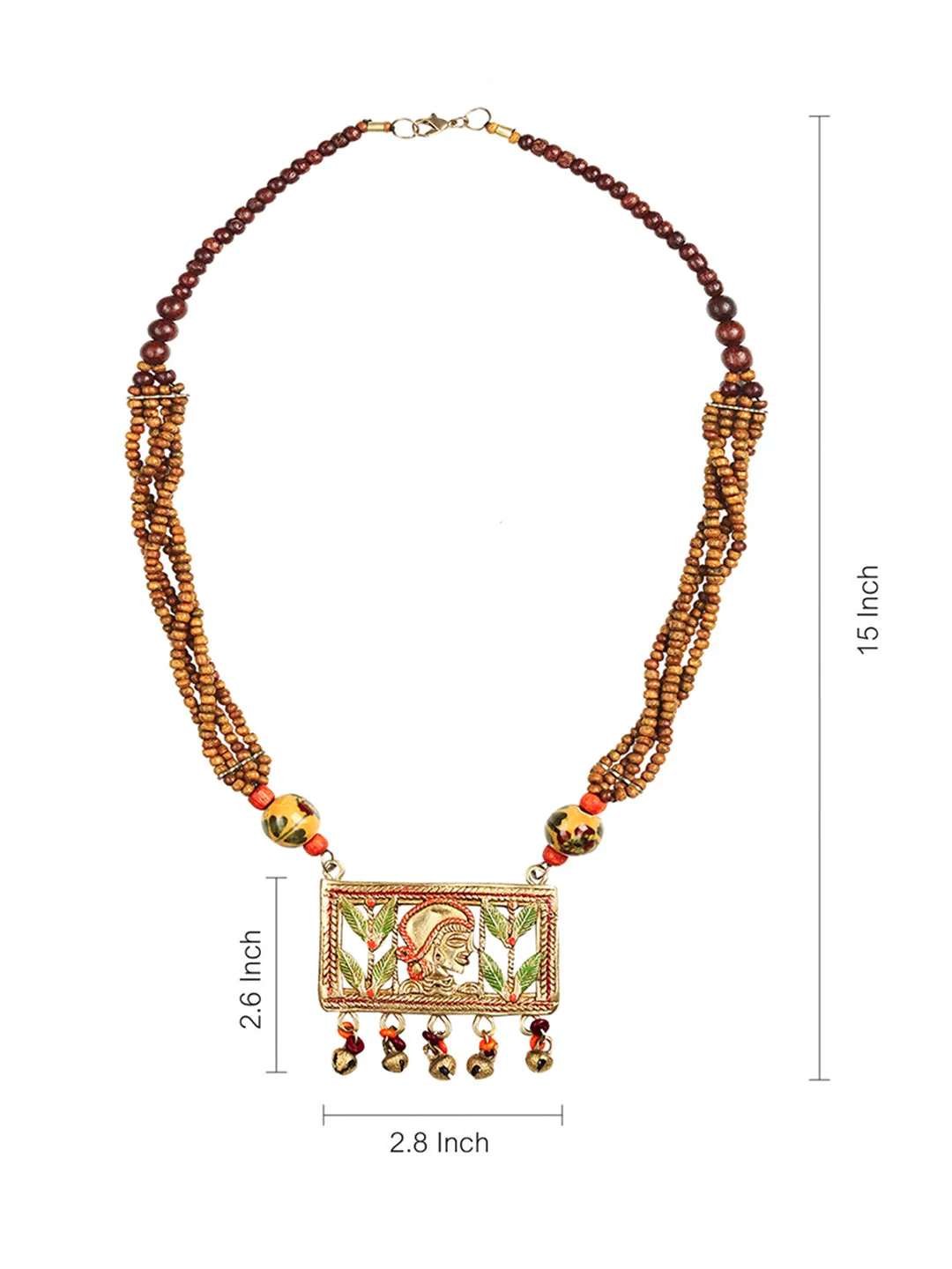'Tribal Lady Strands' Bohemian Brass Necklace Handcrafted In Dhokra Art (Matinee)