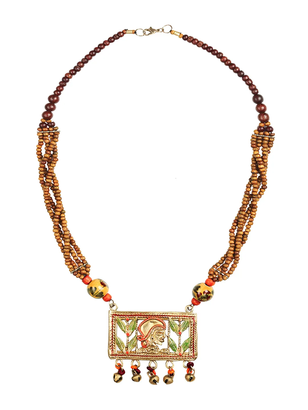 'Tribal Lady Strands' Bohemian Brass Necklace Handcrafted In Dhokra Art (Matinee)
