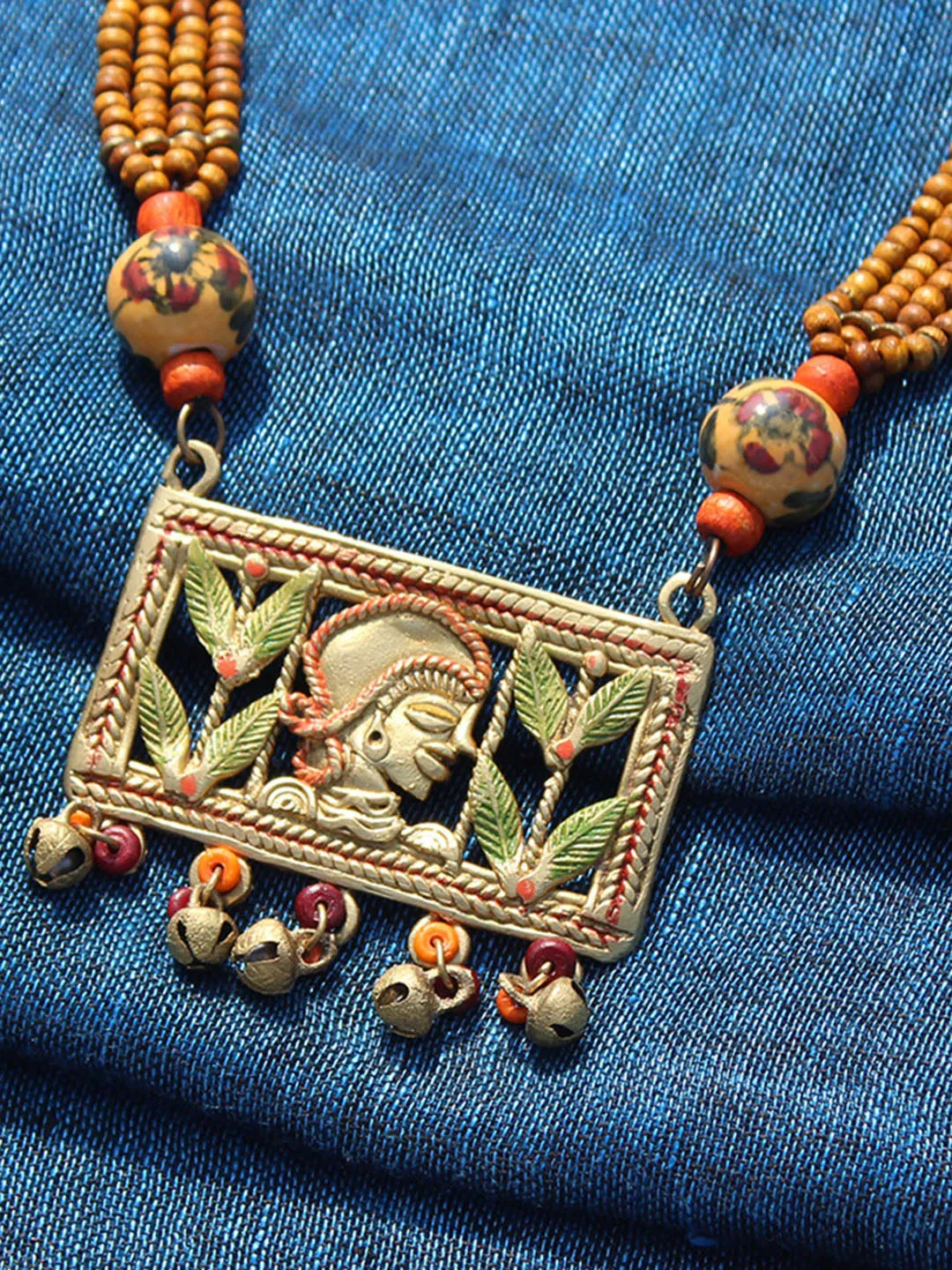 'Tribal Lady Strands' Bohemian Brass Necklace Handcrafted In Dhokra Art (Matinee)