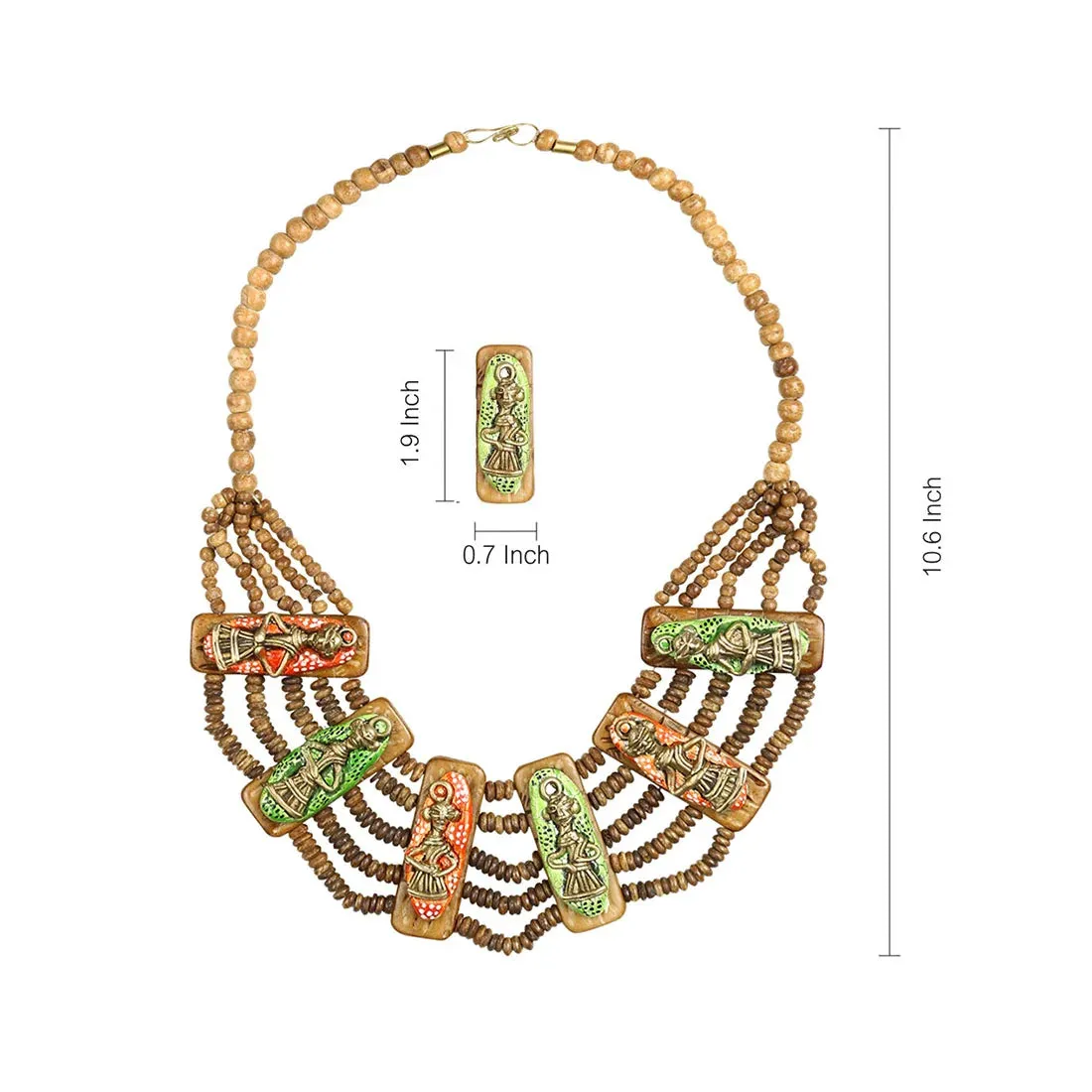 'Tribal Men Beaded' Bohemian Brass Necklace Handcrafted In Dhokra Art (Bib)