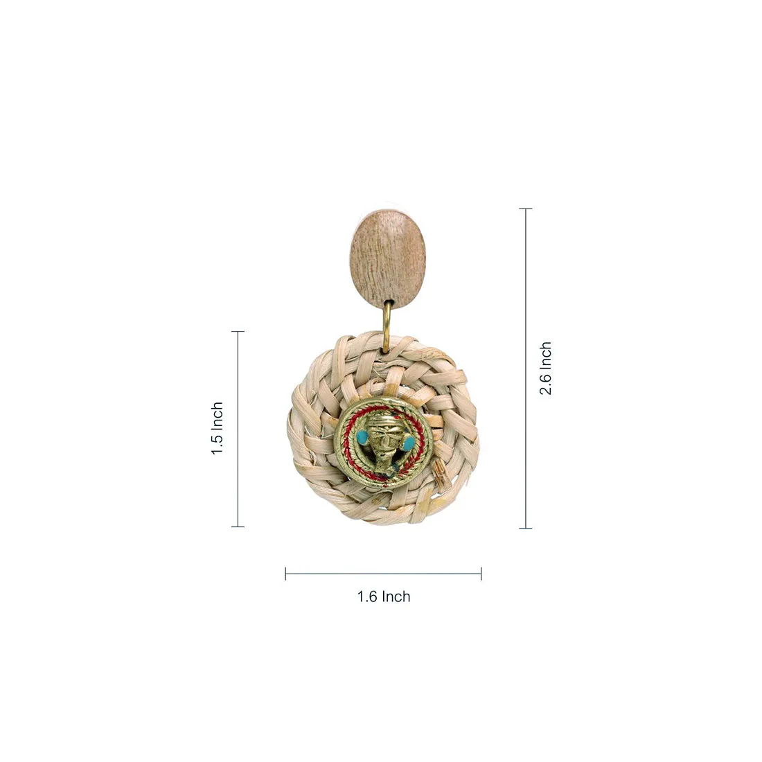 'Tribal Men Faces' Bohemian Brass & Cane Earrings Handcrafted In Dhokra Art