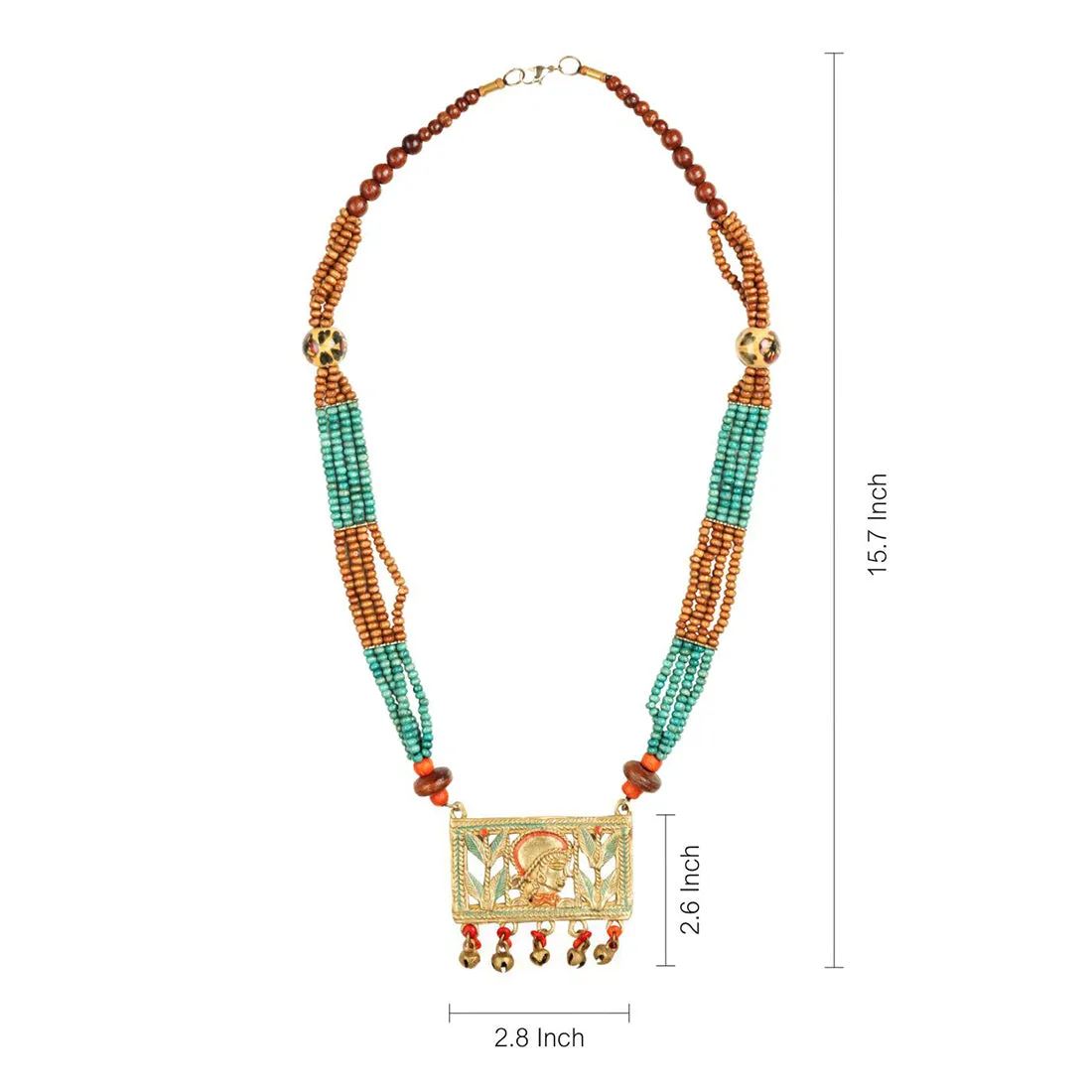'Tribal Queen Beaded' Bohemian Brass Necklace Handcrafted In Dhokra Art (Matinee)