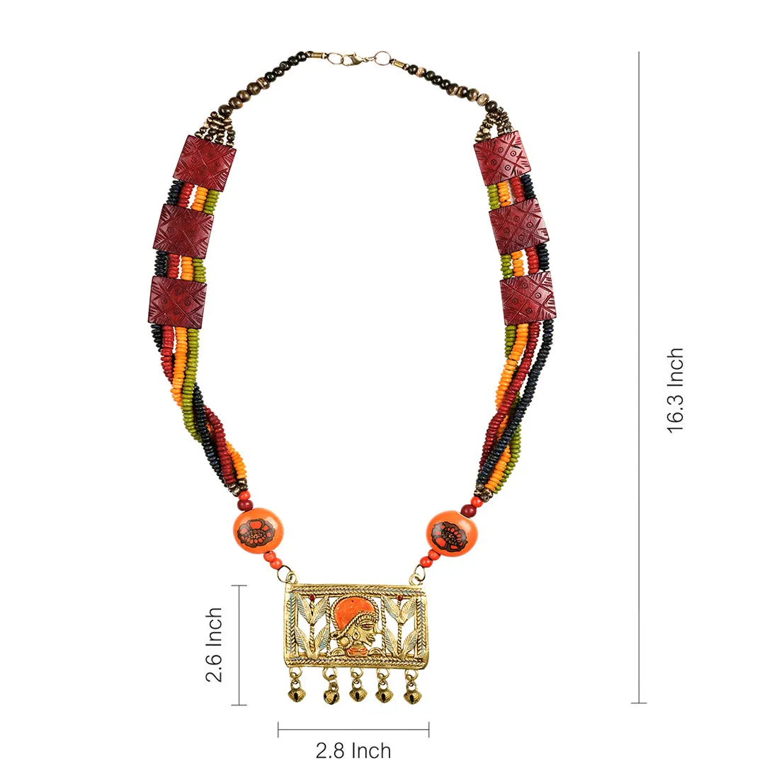 'Tribal Queen Floral' Bohemian Brass Necklace Handcrafted In Dhokra Art (Matinee)