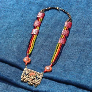 'Tribal Queen Floral' Bohemian Brass Necklace Handcrafted In Dhokra Art (Matinee)