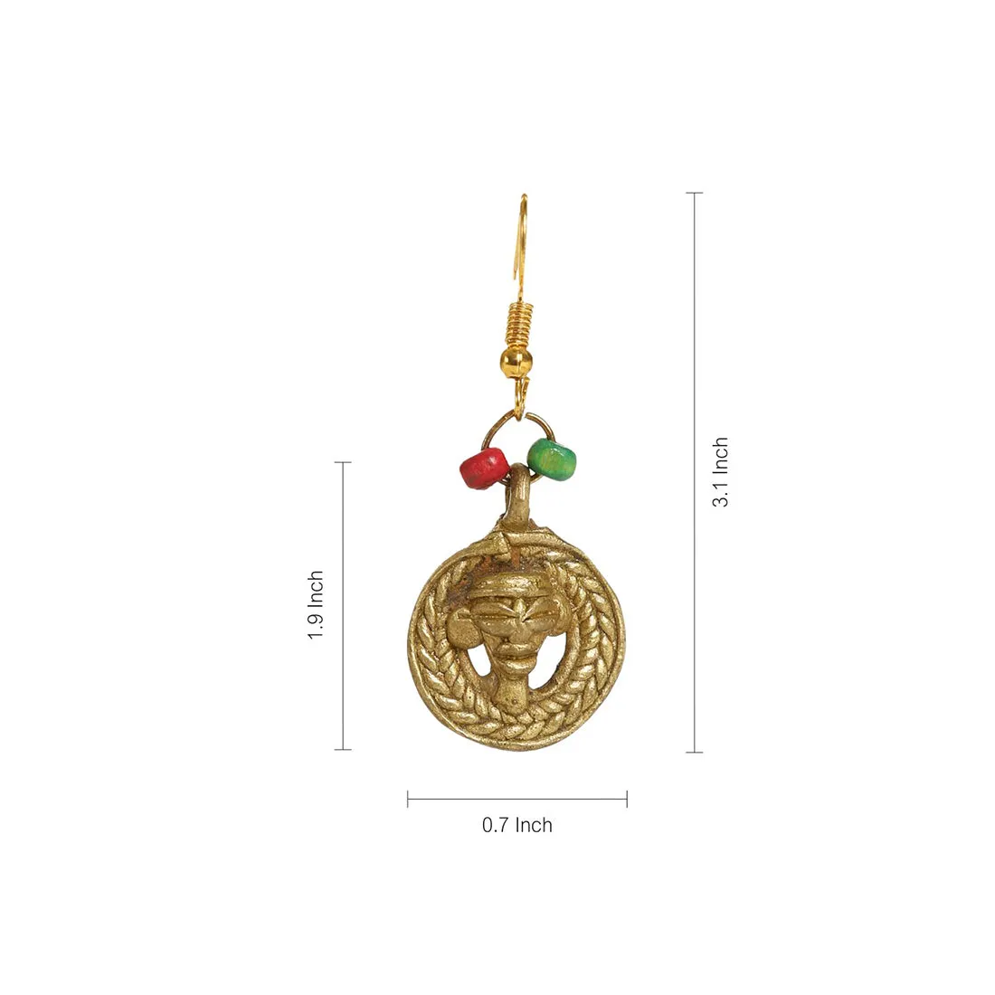 'Tribal Round Faces' Bohemian Brass Earrings Handcrafted In Dhokra Art