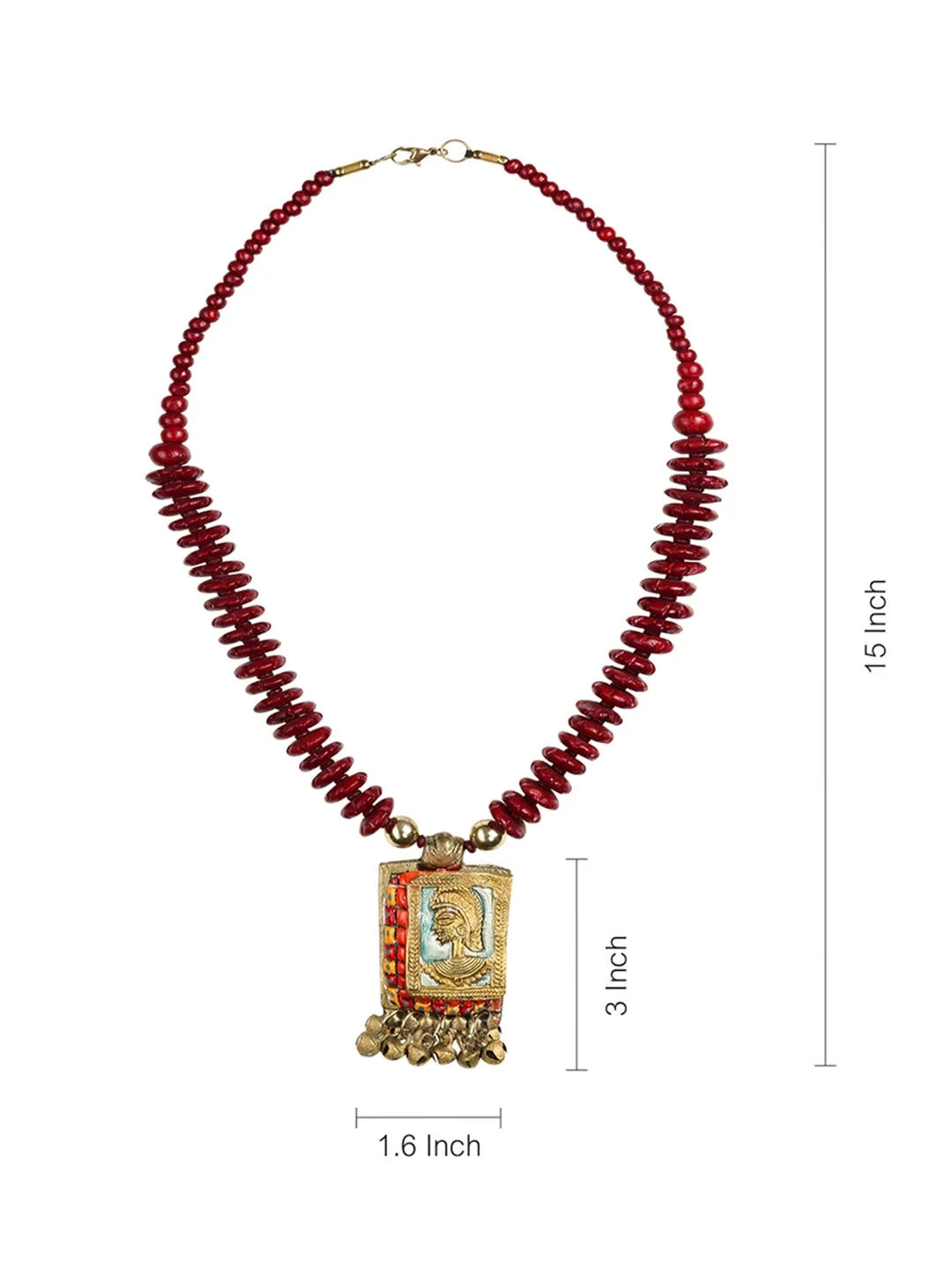'Tribal Warrior Beaded' Bohemian Brass Necklace Handcrafted In Dhokra Art (Matinee)