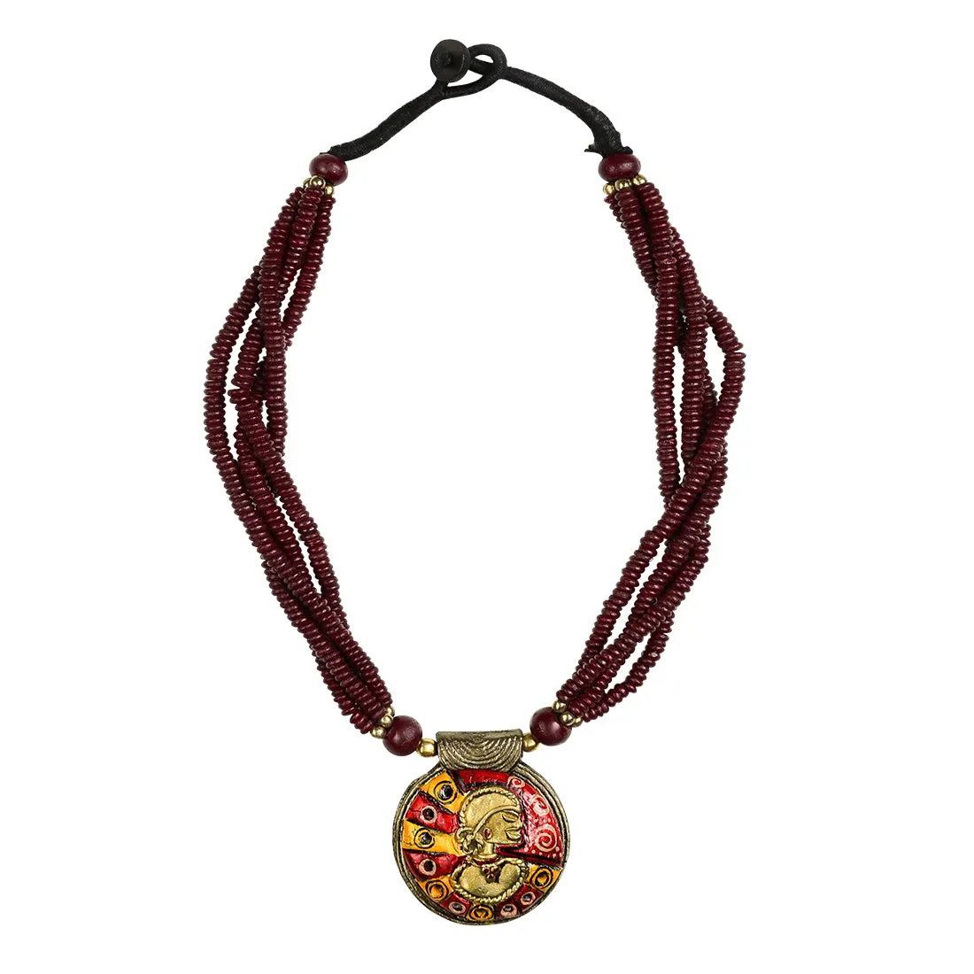 'Tribal Woman Beaded' Bohemian Brass Necklace Handcrafted In Dhokra Art (Bib)