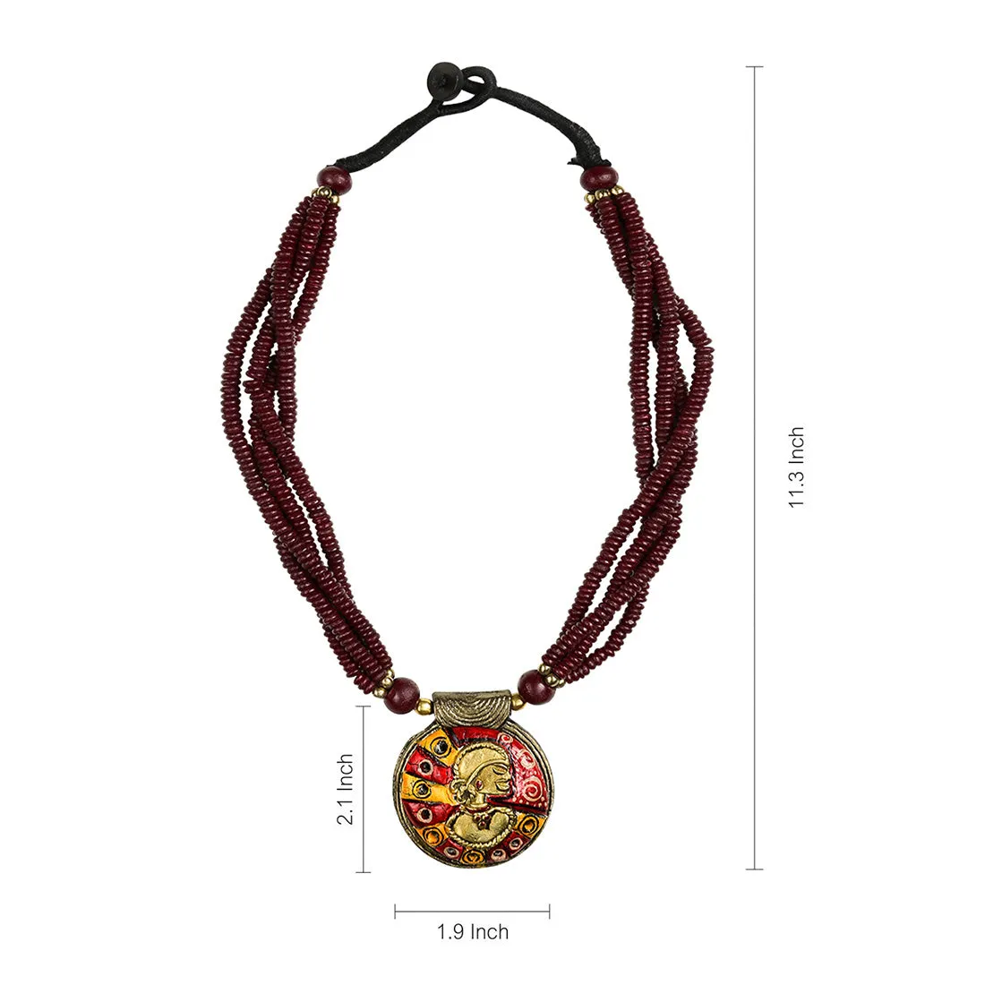 'Tribal Woman Beaded' Bohemian Brass Necklace Handcrafted In Dhokra Art (Bib)