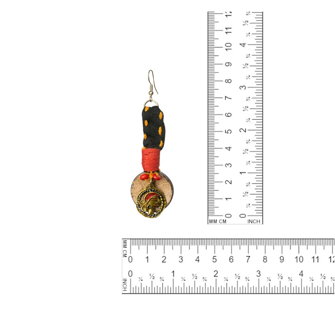 'Tribal Women' Bohemian Beaded Coconut Shell & Brass Earrings (Dhokra Art, Handcrafted)