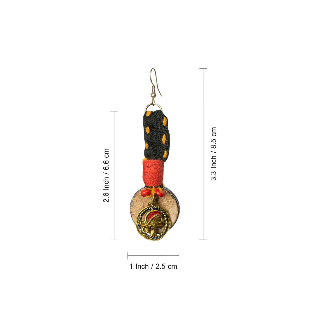 'Tribal Women' Bohemian Beaded Coconut Shell & Brass Earrings (Dhokra Art, Handcrafted)