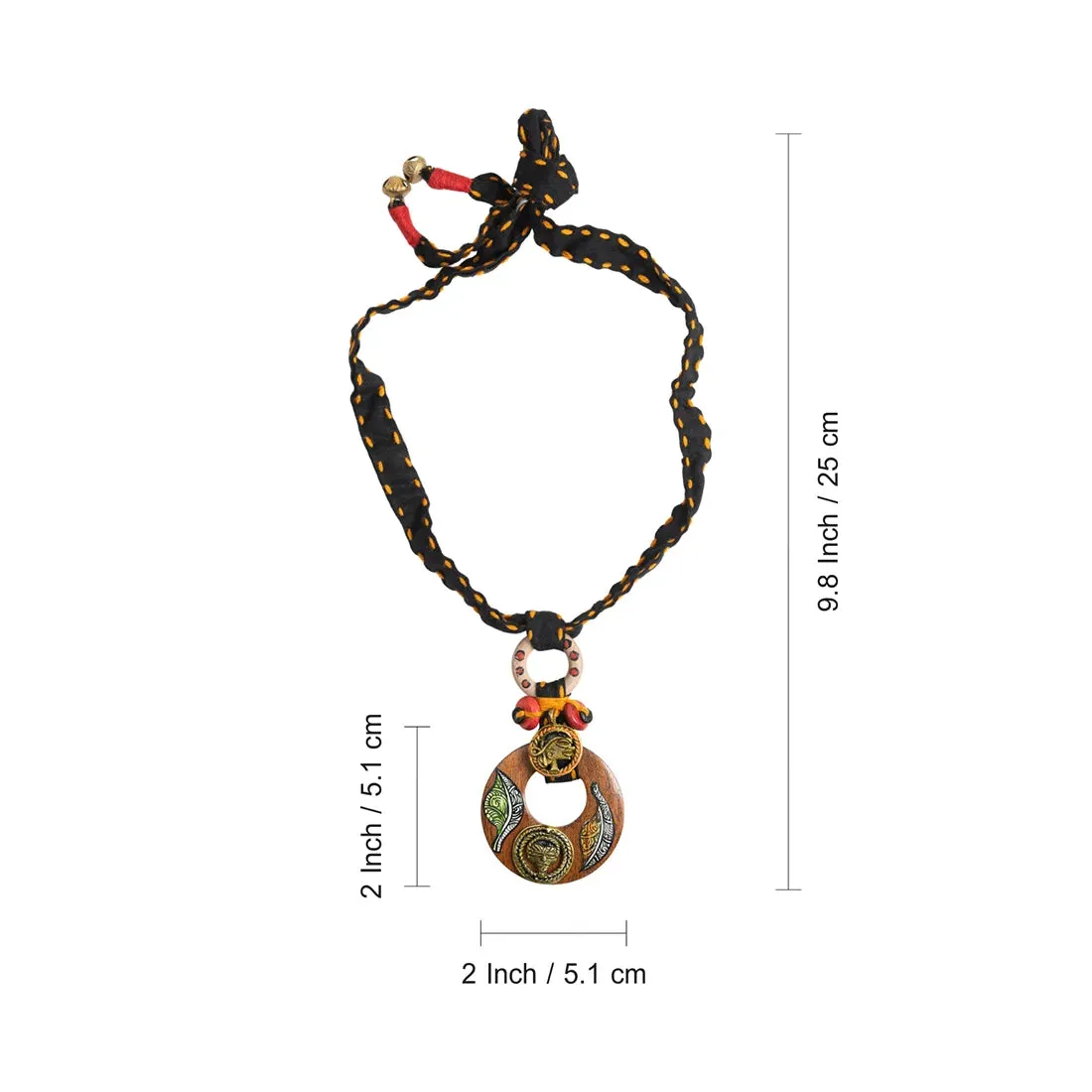 'Tribal Women' Bohemian Sheesham Wooden & Brass Necklace (Dhokra Art, Handcrafted & Hand-Painted)