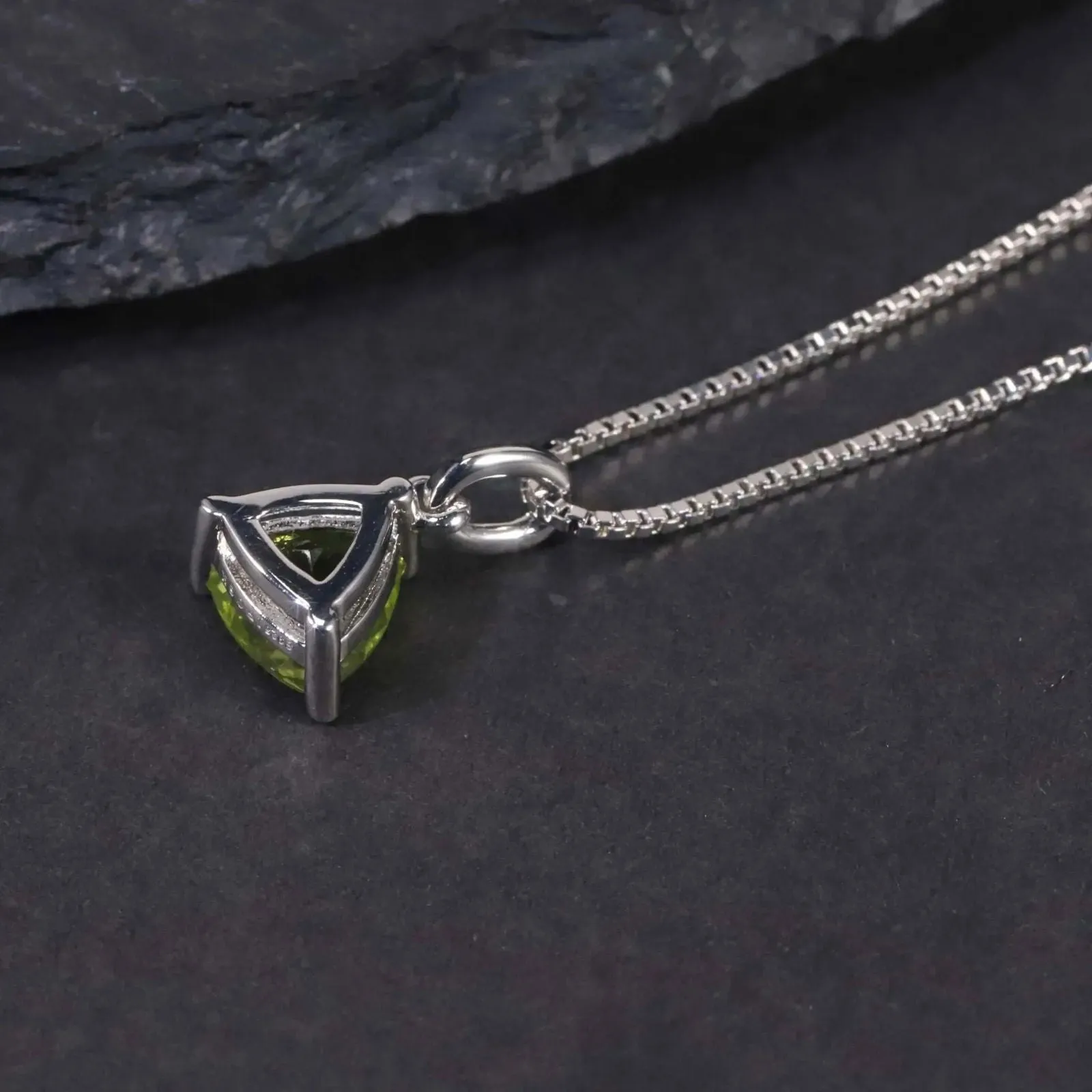 Trillion Cut Peridot Necklace in Sterling Silver - Irosk ®