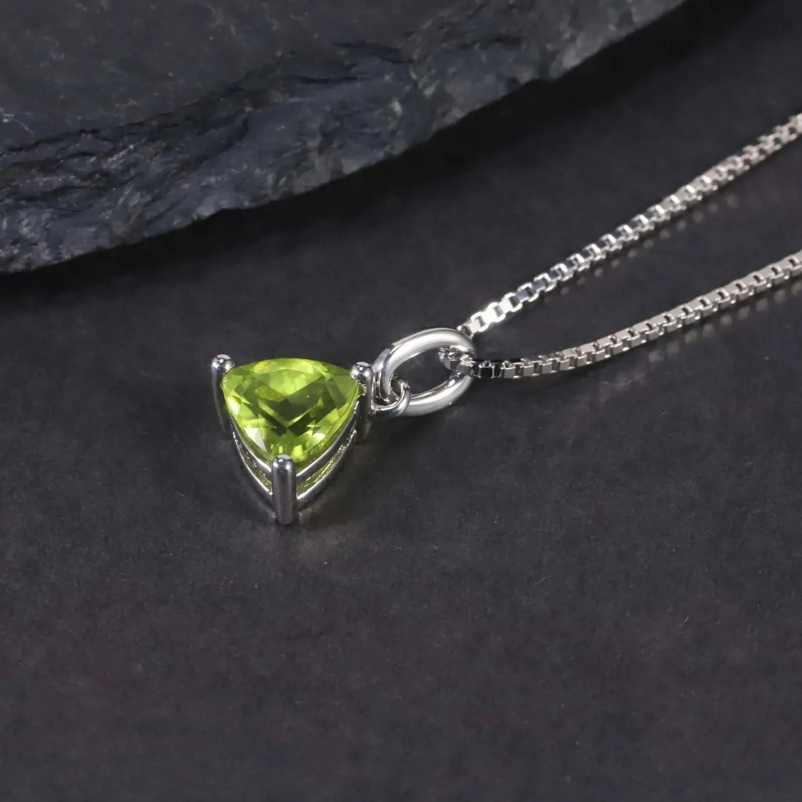 Trillion Cut Peridot Necklace in Sterling Silver - Irosk ®