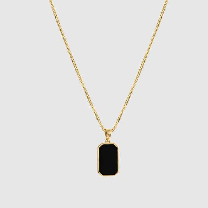 Unisex Simple and Elegant Rectangular Pendant Titanium Steel Necklace