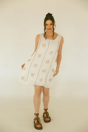 Wood Beaded Tank Mini Dress