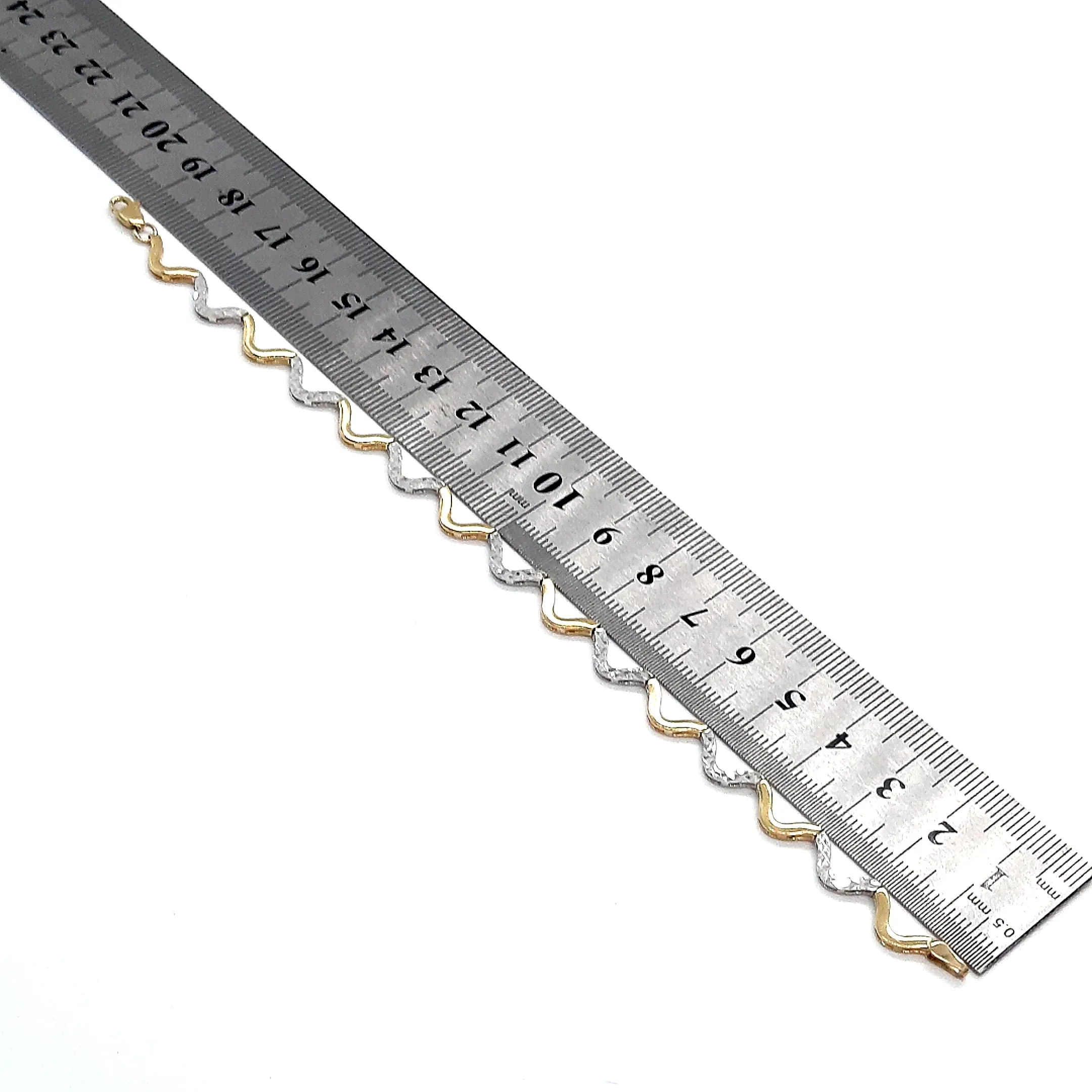 Yellow and White Gold Wave Link Bracelet